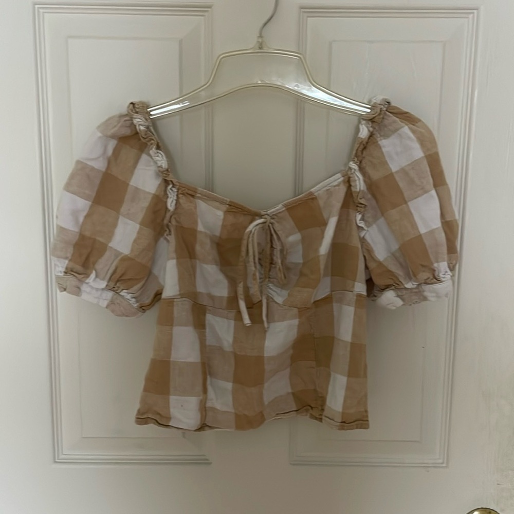 Who What Wear Linen Blend Top